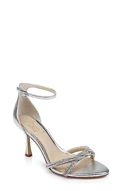 Jewel Badgley Mischka Damen Vani Glitter Straps Stiletto Heels Sandale mit Absatz, Silber, 38 EU von Jewel Badgley Mischka