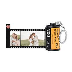 Jewel Personalisierte Foto Schlüsselanhänger mit 10 Fotostücken Gravur Druck Kamera Filmrolle Schlüsselbund Auto Bild Album Schlüsselring Geschenk für Herren Frauen Valentinstag Muttertag von Jewel