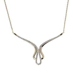 Damen Halskette echt Silber 925 Sterling vergoldet mit Zirkonia weiß 45 cm lang von Jewel24