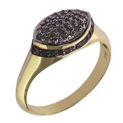Jewel24 Damen Diamant-Ring aus 925 Sterling-Silber vergoldet mit Diamanten schwarz weiß 62/19,7 mm (62 (19.7)) von Jewel24