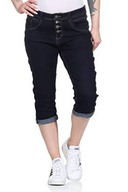 Jewelly Damen Capri Jeans 7/8 Hose Chino Bermuda Kurze Shorts Stretch Denim Pants 8 (34, Schwarz 30) von Jewelly