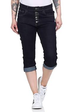 Jewelly Damen Capri Jeans 7/8 Hose Chino Bermuda Kurze Shorts Stretch Denim Pants 8 (36, Schwarz 31) von Jewelly