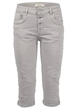 Jewelly Damen Denim Bermuda Capri Hose| Kurze Jeans Hose Krempel Shorts Grau XS/34 von Jewelly