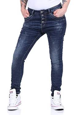 Jewelly Damenjeans im Skinny Style Boyfriends Hüftjeans Jeans Hose Röhre 18 (34, Blau 85) von Jewelly