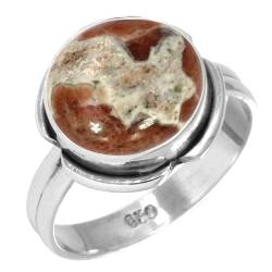 925 Sterling Silber Ring Natürlich Granat In Limestone Handgemacht Schmuck Größe 51 (16.2) (99005_GLM_R6) von Jeweloporium