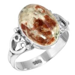 Jeweloporium 925 Sterling Silber Ringe für Frauen Mehrfarbig Natürlich Dragon Blood Jasper mit Stein Mode Silber Ringe Größe 55(17.5) Engagement Geschenk Boho Schmuck von Jeweloporium