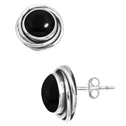 Jeweloporium 925 Silber Ohrring für Frauen Natürlich Schwarzer Onyx Edelstein Boho Sílbern Ohrstecker Freundschaftstag Geschenk Handgefertigt Schmuck von Jeweloporium