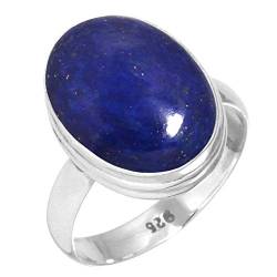 Jeweloporium 925 Silber Ringe für Damen Größe 56(17.8) Blau Real Lapislazuli Edelstein Jahrgang Silber Ringe Ostern Geschenk Solitär Schmuck von Jeweloporium