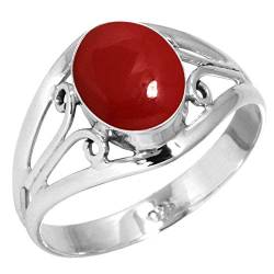 Jeweloporium 925 Silber Ringe für Damen Roter Stein mit Stein Handgefertigt Silber Ringe Größe 58(18.5) Engagement Geschenk Mode Schmuck von Jeweloporium