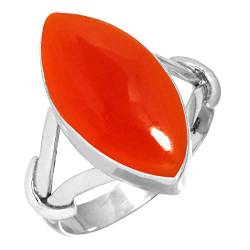 Jeweloporium 925 Sterling Silber Ringe für Frauen Größe 63(20.1) Orange Echt Karneol Edelstein Kostüm Silber Ringe Engagement Geschenk Jahrgang Schmuck von Jeweloporium