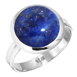 Jeweloporium Blau Natürlich Lapislazuli 925 Silber Ringe für Damen Edelstein Cocktail Silber Ringe Größe 58(18.5) Muttertag Geschenk viktorianisch Schmuck von Jeweloporium