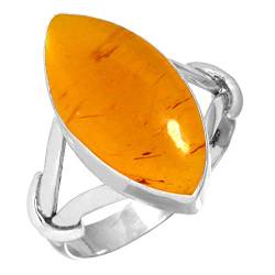 Jeweloporium Orange Bernstein 925 Silber Ringe für Frauen mit Stein viktorianisch Silber Ringe Größe 56(17.8) Weihnachten - Geschenk Handgefertigt Schmuck von Jeweloporium