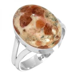 Natürlich Granat In Limestone Frau Schmuck 925 Sterling Silber Ring Größe 59 (18.8) (99029_GLM_R10) von Jeweloporium