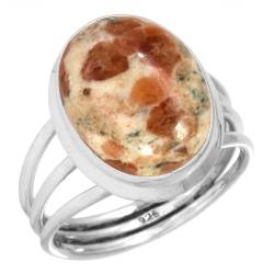 Natürlich Granat In Limestone Frau Schmuck 925 Sterling Silber Ring Größe 70 (22.3) (99111_GLM_R132) von Jeweloporium