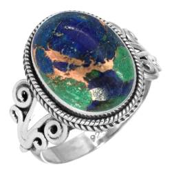Natürlich Mohave Azurit Ring 925 Sterling Silber Handgemacht Schmuck Größe 62 (19.7) (99141_CAZ_R11.5) von Jeweloporium