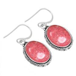 Jeweloporium Rosa Real Thulith 925 Silber Ohrring für Damen Edelstein Tropfen Baumeln Cocktail Sílbern Ohrring Geburtstag Geschenk viktorianisch Schmuck von Jeweloporium