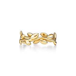 JewelryGift 18 Karat vergoldeter Olivenblatt-Band-Ring Wunderschöner Edelschmuck Ehering-Geschenk für Frauen und Mädchen Größe-48 von JewelryGift