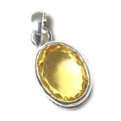 JewelryOnClick Citrin Charm Anhänger 3 Karat natürlicher ovaler Edelstein 92,5 Sterling Silber von JewelryOnClick