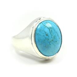 JewelryOnClick Herren - Sterling-Silber Oval Turquoise Türkis von JewelryOnClick