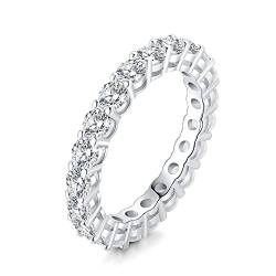 JewelryPalace 2.2ct Rundschliff Zirkonia Band Ring Damen, Hochzeitsringe Silber 925 Trauringe Eheringe für Frauen, Vorsteckring Stapelring Eternity Ring Bandring Schmal, Ringe Set Schmuck 49 von JewelryPalace