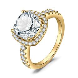 JewelryPalace 3ct Zirkonia Verlobungsring Eheringe Promise Verlobung Ring Silber 925 Damen, Silberring Trauringe Vorsteckring Hochzeitsringe Antragsring Entouragering Ringe, Damen Schmuck Vergoldet 60 von JewelryPalace