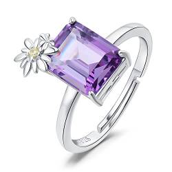 JewelryPalace Gänseblümchen Schmetterling Smaragdschliff 4ct Erstellt Farbwechsel Alexandrit Saphir Ring Damen, Daisy Schmuck Set, Verlobungsring Silber 925 Ring Promise Frauen, Schmuck Mädchen von JewelryPalace