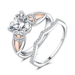 JewelryPalace Infinity Liebe Herz 2.2ct Zirkonia Promise Ring Damen, Verlobungsring Silber 925 Rosegold, Unendlichkeits Simulierter Diamant Hochzeitsring Trauringe Vorsteckring Band Set Frauen 59 von JewelryPalace