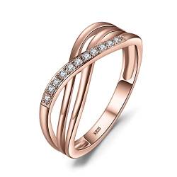 JewelryPalace Infinity Wickelring Verlobungsring Unendlichkeit Promise Eheringe Ring Silber 925 Damen, Zirkonia Silberringe Trauringe Hochzeitsringe Antragsring Ringe, Damen Schmuck Rosegold 49 von JewelryPalace