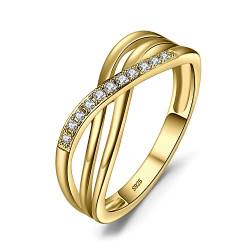 JewelryPalace Infinity Wickelring Verlobungsring Unendlichkeit Promise Eheringe Ring Silber 925 Damen, Zirkonia Silberringe Trauringe Hochzeitsringe Antragsring Ringe, Damen Schmuck Vergoldet 50 von JewelryPalace