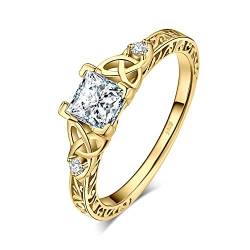 JewelryPalace Keltischer Vintage Zirkonia Verlobungsring Promise Ring Silber 925 Damen, Silberringe Trauring Damenring Hochzeitsringe Antragsring Entouragering Ringe Frauen, Damen Schmuck Vergoldet 59 von JewelryPalace