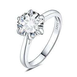 JewelryPalace Klassisch 9mm 3ct Rundschliff Zirkonia Solitär Promise Ring Damen, Verlobungsring Damenring Ringe Silber 925 mit Stein für Frauen, Simulierte Diamant Jubiläum Eheringe Silberringe 57 von JewelryPalace