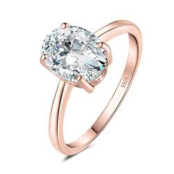 JewelryPalace Klassisch Ovalschliff 2ct Zirkonia Solitär Promise Ring Damen, Schmuck Set, Verlobungsring Damenring Silber 925 mit Stein für Frauen, Simulierte Diamant Jubiläum Eheringe Rosegold 57 von JewelryPalace