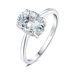 JewelryPalace Klassisch Ovalschliff 2ct Zirkonia Solitär Promise Ring Damen, Schmuck Set, Verlobungsring Damenring Silber 925 mit Stein für Frauen, Simulierte Diamant Jubiläum Eheringe Silberring 62 von JewelryPalace