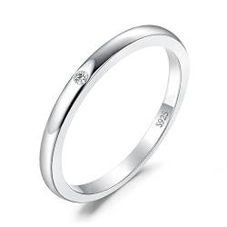 JewelryPalace Klassisch Solitär Zirkonia Band Ring Damen,Silberringe Hochzeitsringe Damenring Silber 925 Trauringe Eheringe für Frauen, Vorsteckring Stapelring Bandring Schmal, Ringe Set Schmuck 54 von JewelryPalace