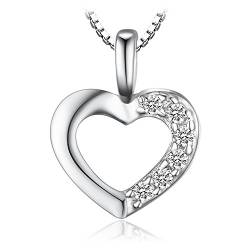 JewelryPalace Liebe Herz Prinzessin Damen Kubik Zirkonia Verlobung Hochzeit Anhänger Halskette Mit 43 Cm Box Kette 925 Sterling Silber von JewelryPalace