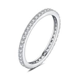 JewelryPalace Modeschmuck Klassisch 1.5mm Moissanite Eternity Band Ring Damen, Hochzeitsringe Damenring Silber 925 Trauringe Eheringe für Frauen, Vorsteckring Stapelring Bandring Schmal 57 von JewelryPalace