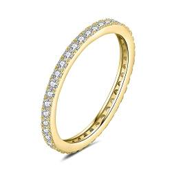 JewelryPalace Modeschmuck Klassisch 1.5mm Moissanite Eternity Band Ring Damen, Hochzeitsringe Damenring Silber 925 Trauringe Eheringe für Frauen, Vorsteckring Stapelring Bandring Schmal Vergoldet 54 von JewelryPalace