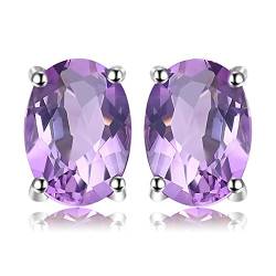 JewelryPalace Ovalschliff 1.4ct Echt Amethyst Solitär Ohrstecker Silber 925 Damen, Lila Stein Schmuck Set, Ohrringe Silber Edelstein Mädchen, Ohrstecker Silber Schmuck Frauen Geschenk von JewelryPalace