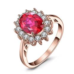 JewelryPalace Prinzessin Diana Kate Middleton 3.2ct Erstellt Rubin Rosegold, Verlobungsring Eheringe Promise Verlobung Ring Silber 925 Damen, Silberringe Antragsring Ringe, Edelstein Damen Schmuck 53 von JewelryPalace