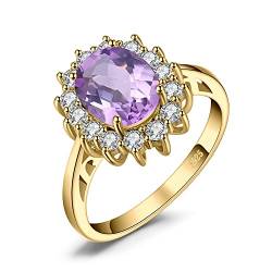 JewelryPalace Prinzessin Diana Kate Middleton Edelstein Echt Lila Amethyst Ring Gold, Verlobungsring Eheringe Promise Ring Silber 925 Damen, Silberringe Damenring Antragsring Ringe, Damen Schmuck 49 von JewelryPalace