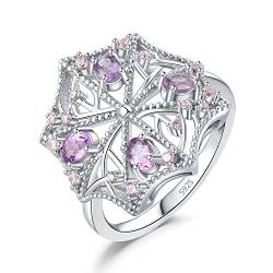 JewelryPalace Regenschirm Ovalschliff 2ct Echt Lavendel Lila Amethyst Ring Damen, Ring mit Schleife Schmuck Set, Verlobungsringe Silber 925 Ring Promise für Frauen, Schmuck Mädchen mit Naturstein 51 von JewelryPalace