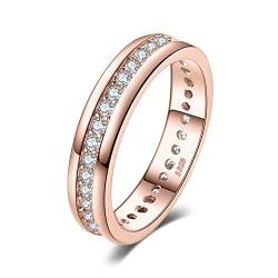 JewelryPalace Ringe Frauen Eheringe Ring Silber 925 Damen, Zirkonia Silberringe Trauringe Vorsteckring Hochzeitsringe Antragsring Memoirering Ewigkeitsring Ringe Set, Damen Schmuck Rosegold 46 von JewelryPalace