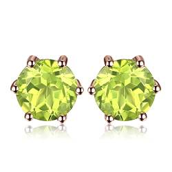 JewelryPalace Rundschliff 1.1ct Echt Peridot Ohrstecker Silber 925 Damen, Naturstein Schmuck Set Grün, Ohrringe Silber Edelstein Mädchen, Ohrstecker Silber Klein mit Stein Frauen Geschenk Rosegold von JewelryPalace