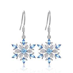 JewelryPalace Schneeflocke 1.4ct Echt Schweizer Blau Topas Ohränger Baumeln Ohrringe 925 Sterling Silber von JewelryPalace