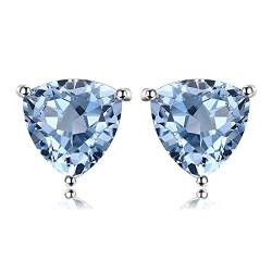 JewelryPalace Triangelschliff 1.9ct Natur Himmel Blau Topaz Birthstone Ohrstecker Silber 925 Damen, Schmuck Set, Ohrringe Silber Edelstein Mädchen, Ohrstecker Silber Klein mit Stein Frauen Geschenk von JewelryPalace