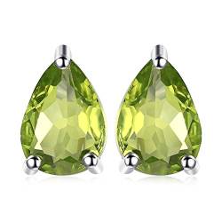 JewelryPalace Tropfenschliff 1.6ct Echt Grüner Peridot Birthstone Ohrstecker Silber 925 Damen, Schmuck Set, Ohrringe Silber Edelstein Mädchen, Ohrstecker Silber Klein mit Stein Frauen Geschenk von JewelryPalace