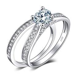 JewelryPalace Verlobungsring Paar Eheringe Ring Silber 925 Damen, Zirkonia Silberringe Trauringe Damenring Vorsteckring Hochzeitsringe Antragsring Memoirering Ewigkeitsring Ringe Set, Damen Schmuck 53 von JewelryPalace