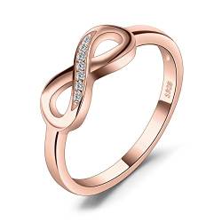 JewelryPalace Wickelring Infinity Verlobungsring Unendlichkeit Promise Eheringe Ring Silber 925 Damen, Zirkonia Silberringe Trauringe Hochzeitsringe Antragsring Ringe, Damen Schmuck Rosegold 46 von JewelryPalace