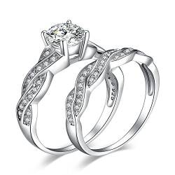 JewelryPalace Wickelring Unendlichkeit Verlobungsring Paar Eheringe Ring Silber 925 Damen, Zirkonia Silberringe Trauringe Damenring Hochzeitsringe Antragsring Memoirering Ringe Set, Damen Schmuck von JewelryPalace