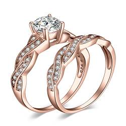 JewelryPalace Wickelring Unendlichkeit Verlobungsring Paar Eheringe Ring Silber 925 Damen, Zirkonia Trauringe Damenring Hochzeitsringe Antragsring Memoirering Ringe Set, Damen Schmuck Rosegold 53 von JewelryPalace